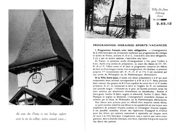  PHOTO Villa St Jean Collège Français 1960 Advertising Brochure 1 